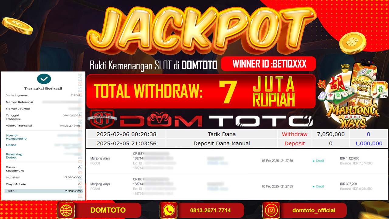 JACKPOT SLOT MAHJONG WAYS 6 FEBRUARI 2025